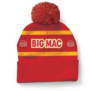 McDonald’s Big Mac Pom Beanie Winter Ski Hat Hamburger Red RARE NEW